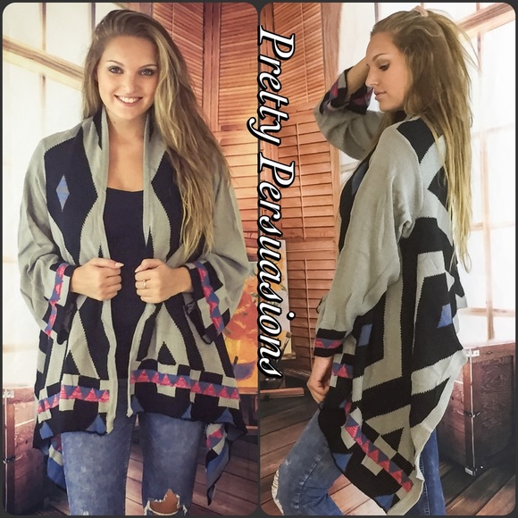 ❤️ Tribal Cascading Bell Sleeve Cozy Cardigan - Picture 2 of 4